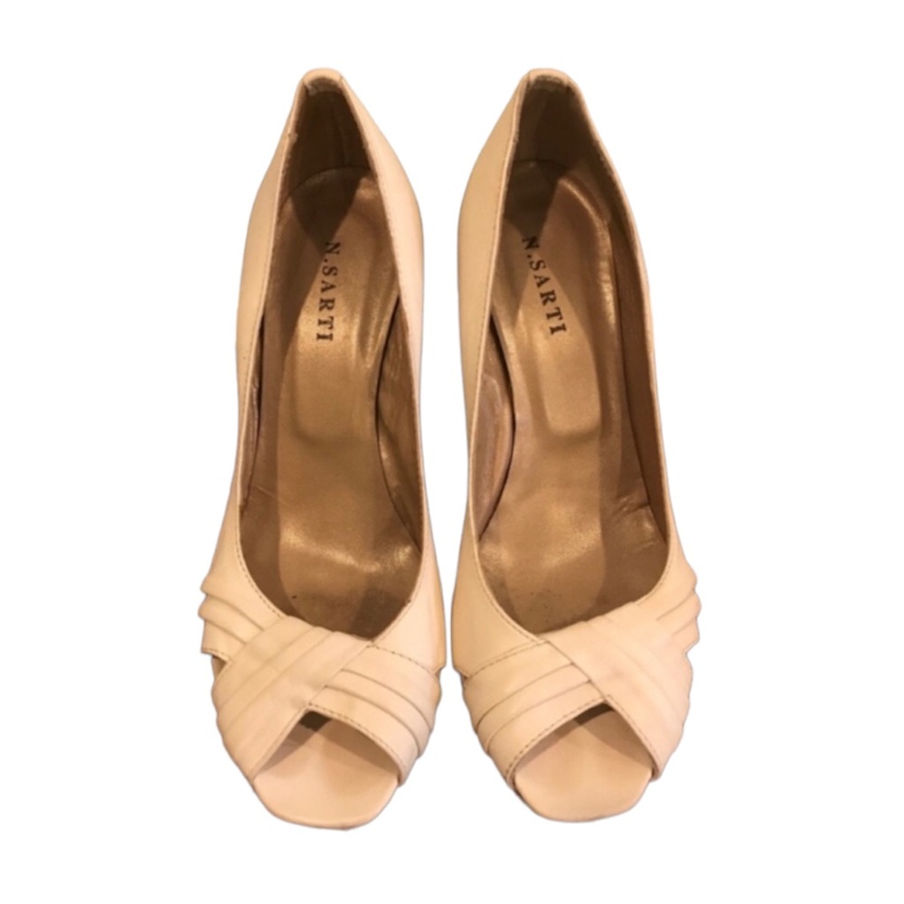 N. Starti Italian White Peep-Toe Pumps Heels